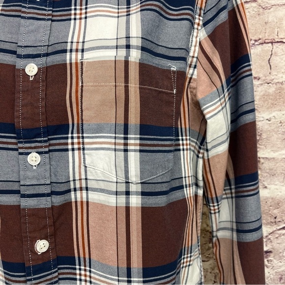 Express Soft Wash Blue Check Button Long Sleeve Shirt - Picture 3 of 10